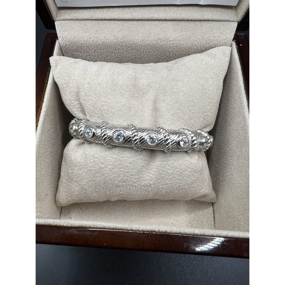 Judith Ripka Cuff Bangle Bracelet CZ Sterling Silver
